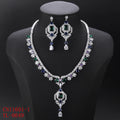 High Quality Luxury Cubic Zirconia Pendant Design Necklace Earrings Set Wedding Lady Party Accessories CN11601 - CN11601-1