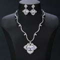 Cubic Zirconia Bridal Wedding Jewelry Set Ladies Party Pendant Necklace Earrings Set Cn11329a - White