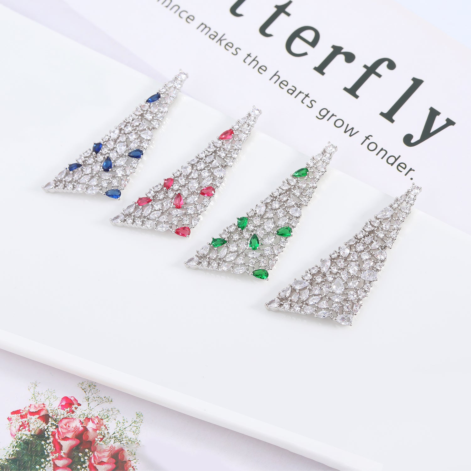 5A Cubic Zirconia Triangle Earring for Wedding Accessories