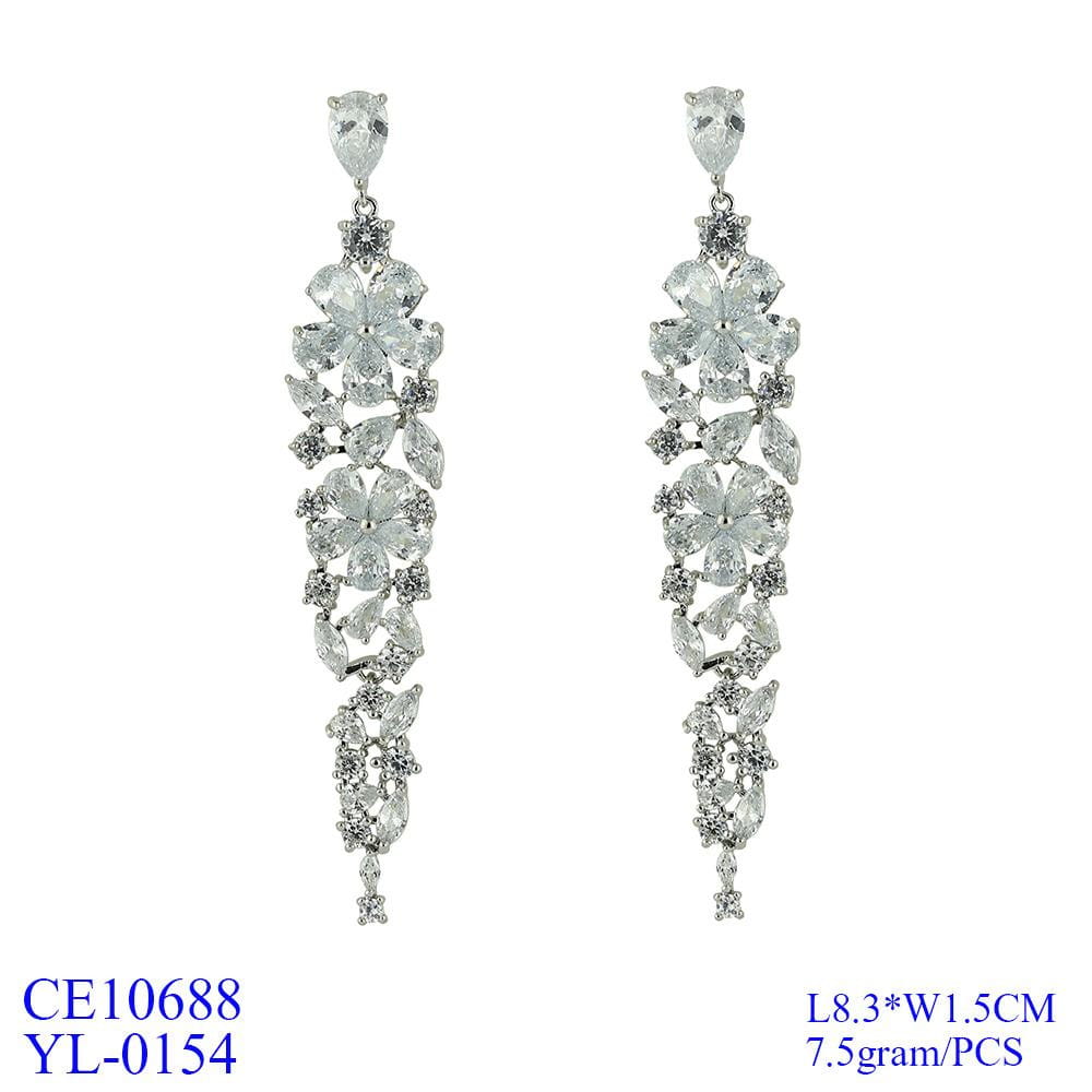 Crystal Cubic Zirconia CZ Copper Water Drop Dangle Earring CE10688 - sepbridals