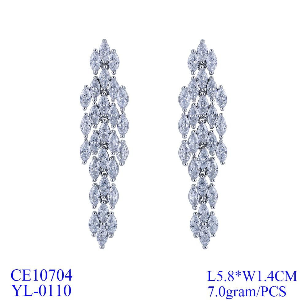 Crystal Cubic Zirconia CZ Copper Water Drop Dangle Earring CE10704 - sepbridals