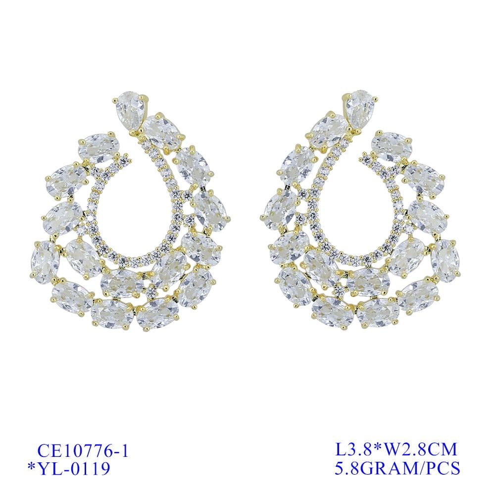 Cubic Zircon CZ Copper Wedding Dangle Wedding Earring  CE10776 - sepbridals