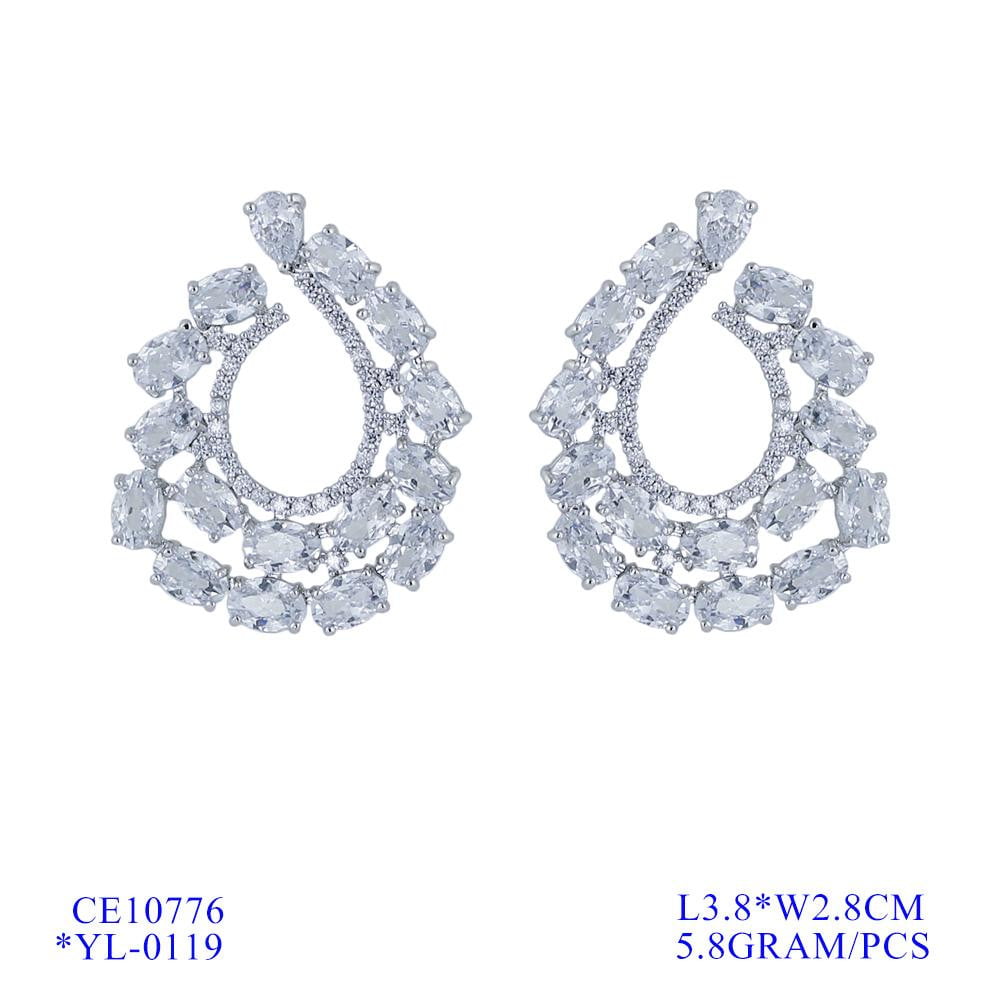 Cubic Zircon CZ Copper Wedding Dangle Wedding Earring  CE10776 - sepbridals