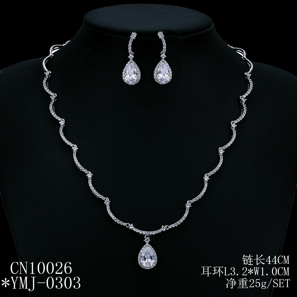 Cubic zirconia bride wedding necklace earring set top quality  CN10026 - sepbridals