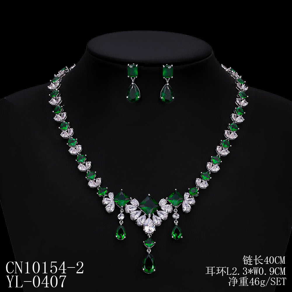 Cubic zirconia bride wedding necklace earring set top quality  CN10154 - sepbridals