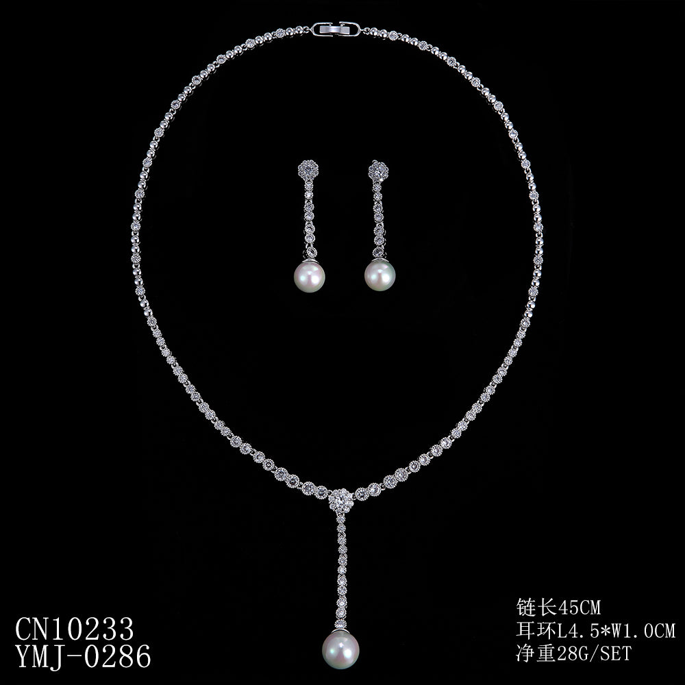 Cubic zirconia bride wedding necklace earring set top quality  CN10233 - sepbridals