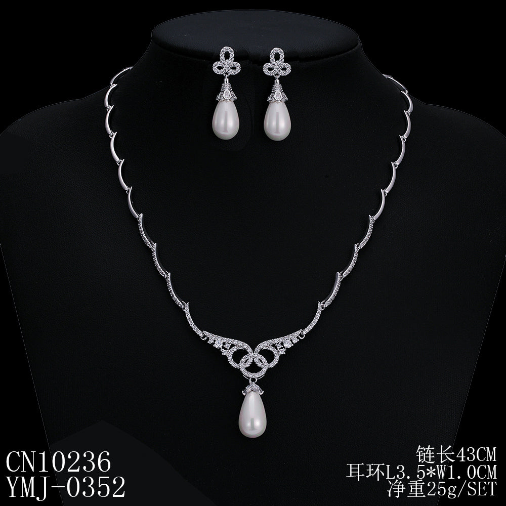 Cubic zirconia bride wedding necklace earring set top quality  CN10236 - sepbridals