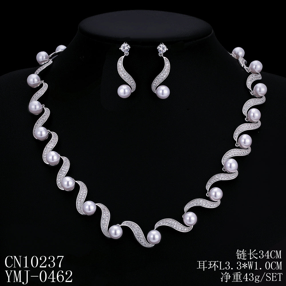 Cubic zirconia bride wedding necklace earring set top quality  CN10237 - sepbridals