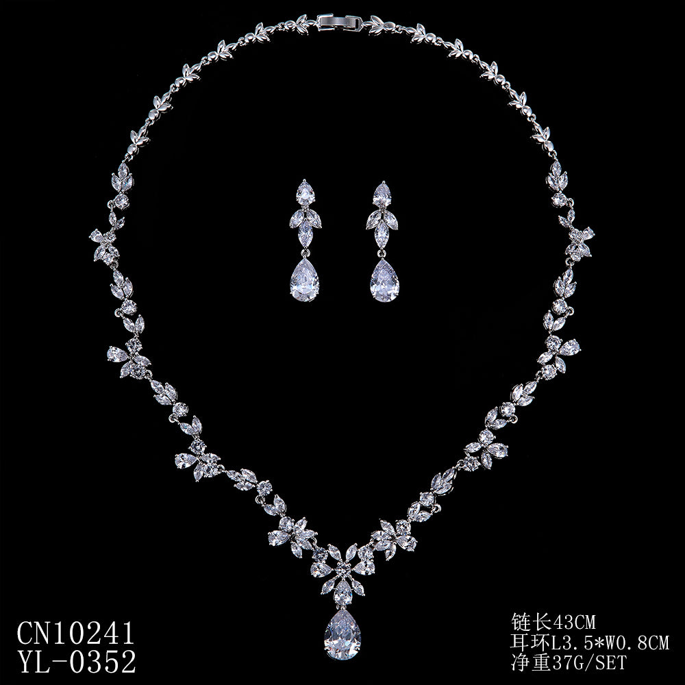 Cubic zirconia bride wedding necklace earring set top quality CN10241 - sepbridals