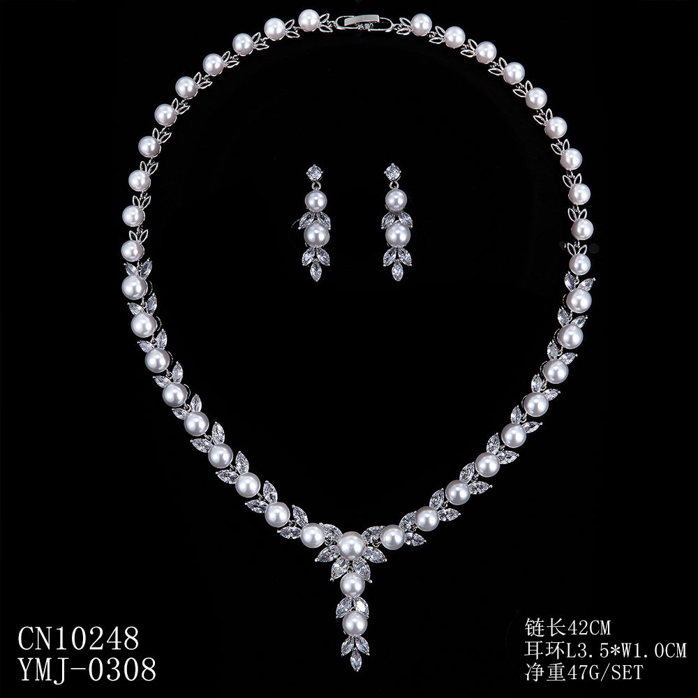 Cubic zirconia bride wedding necklace earring set top quality CN10248 - sepbridals