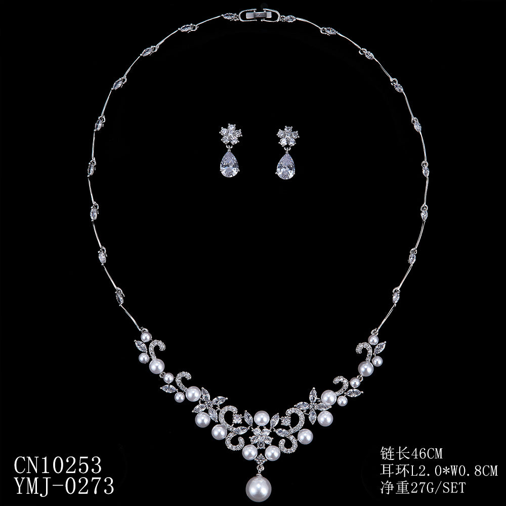 Cubic zirconia bride wedding necklace earring set top quality CN10253 - sepbridals