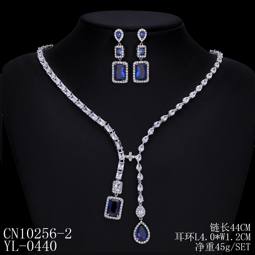 Cubic zirconia bride wedding necklace earring set top quality  CN10256 - sepbridals
