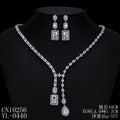 Ensemble de boucles d'oreilles collier de mariage mariée zircone cubique CN10256 - SERA