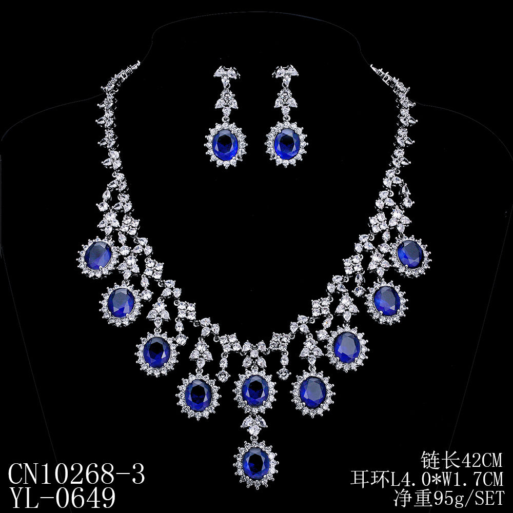 Cubic zirconia bride wedding necklace earring set top quality  CN10268 - sepbridals