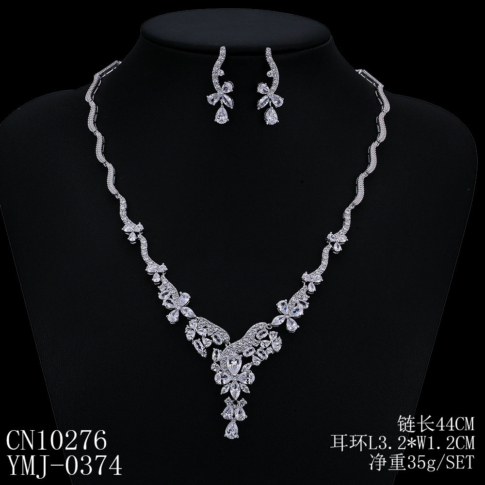 Cubic zirconia bride wedding necklace earring set top quality  CN10276 - sepbridals