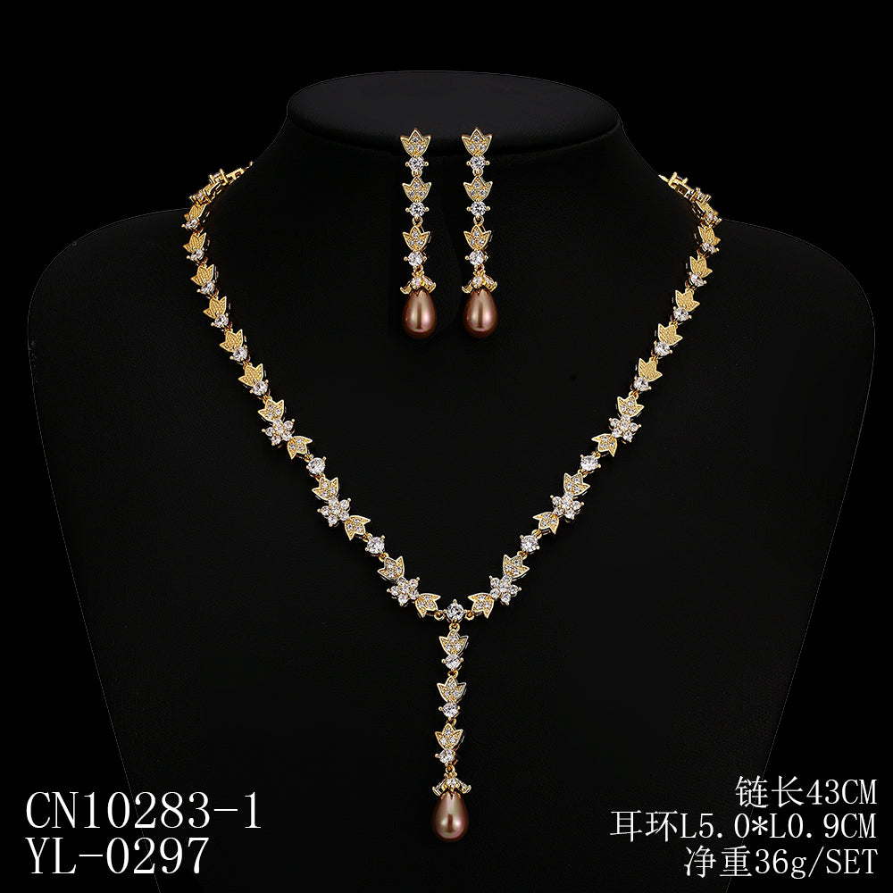 Cubic zirconia bride wedding necklace earring set top quality  CN10283 - sepbridals