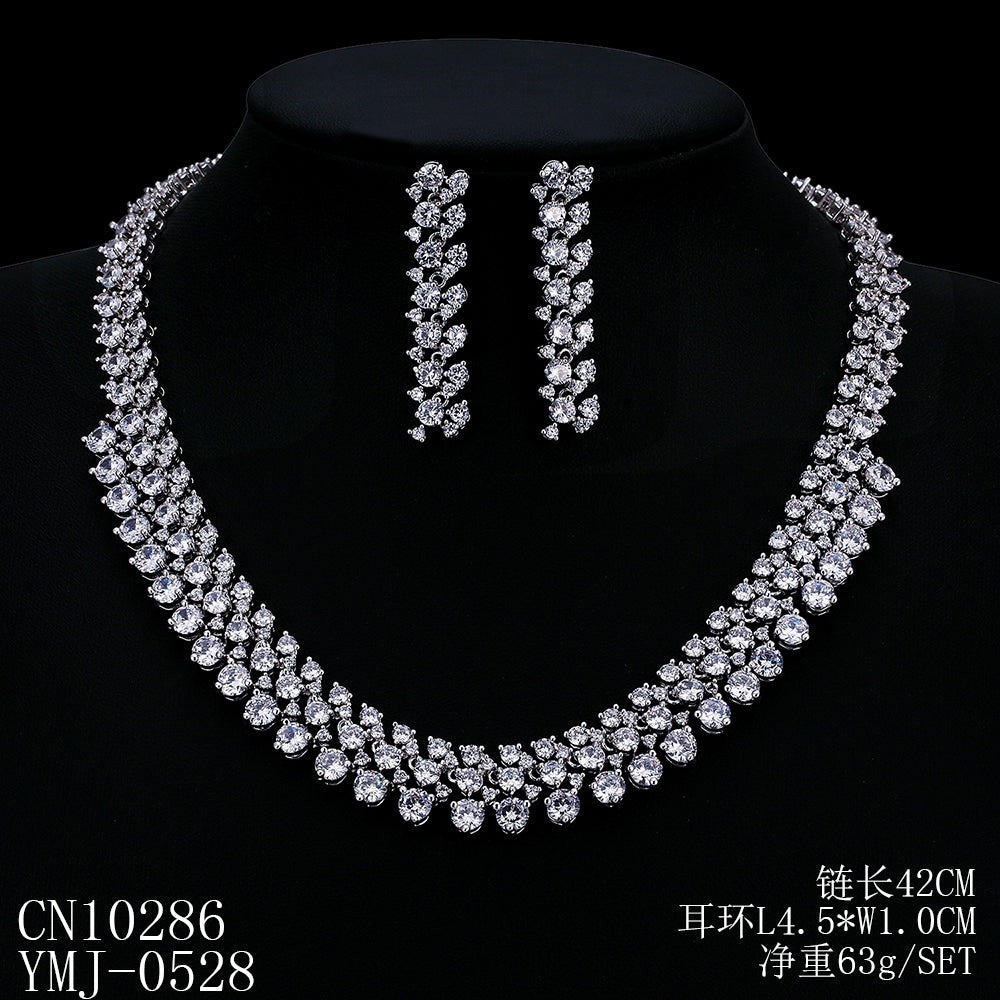 Cubic zirconia bride wedding necklace earring set top quality  CN10286 - sepbridals