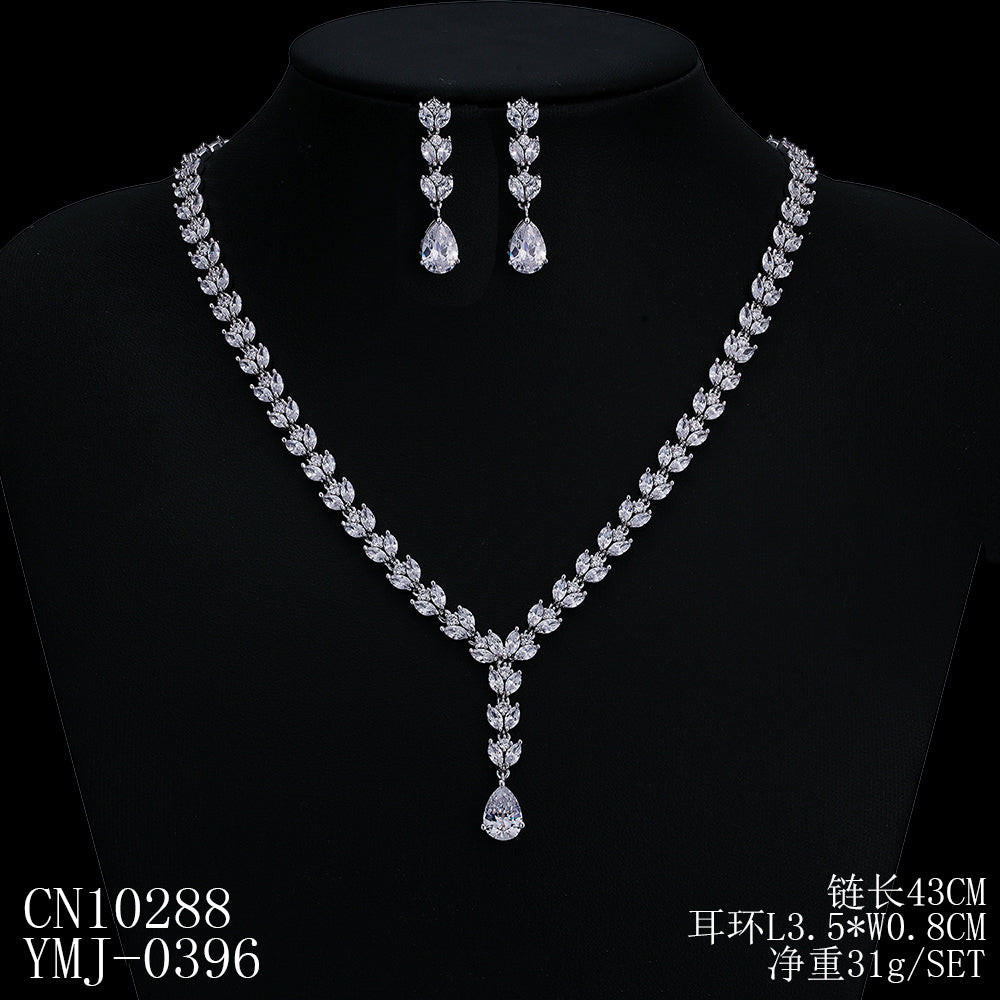 Cubic zirconia bride wedding necklace earring set top quality  CN10288 - sepbridals