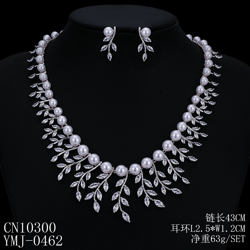 Cubic zirconia bride wedding necklace earring set top quality CN10300 - sepbridals