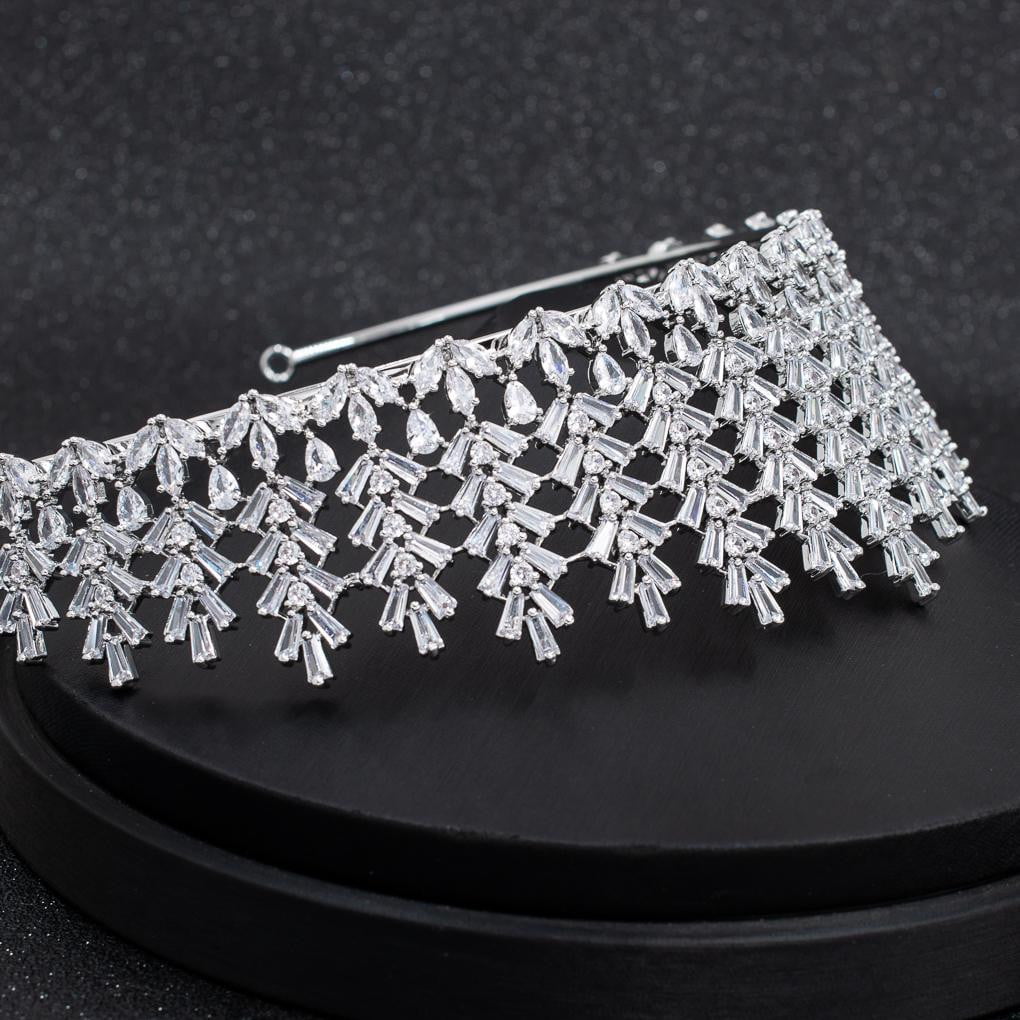 Cubic Zirconia Wedding Bridal Tiara Crown Diadem Hair Accessories CH10272 - sepbridals