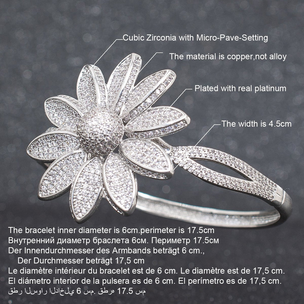 Cubic Zircon Sunflower Bracelet Bangle  A10102 - sepbridals