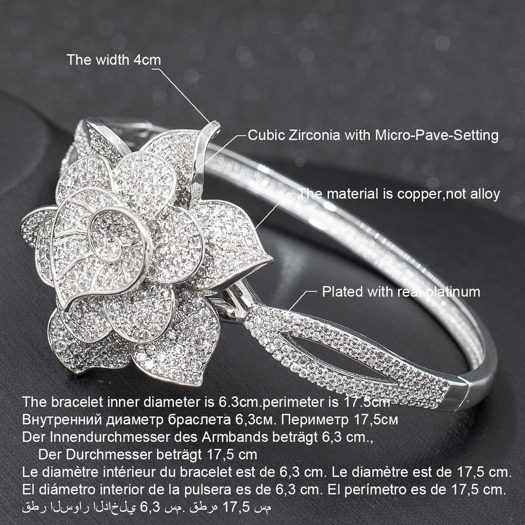 5A CZ Cubic Zircon Flower Bracelet Bangle  F037A10090 - sepbridals