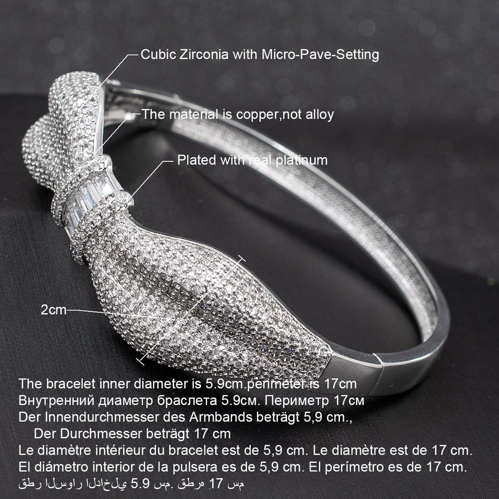 Cubic Zircon Bow Bracelet Bangle Cuff  A10096 - sepbridals
