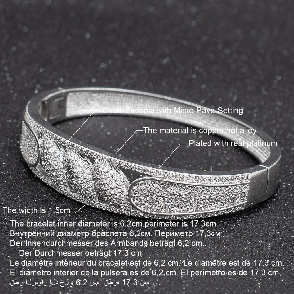 5A CZ Cubic Zircon Bracelet Bangle Cuff with Copper  A10076 - sepbridals