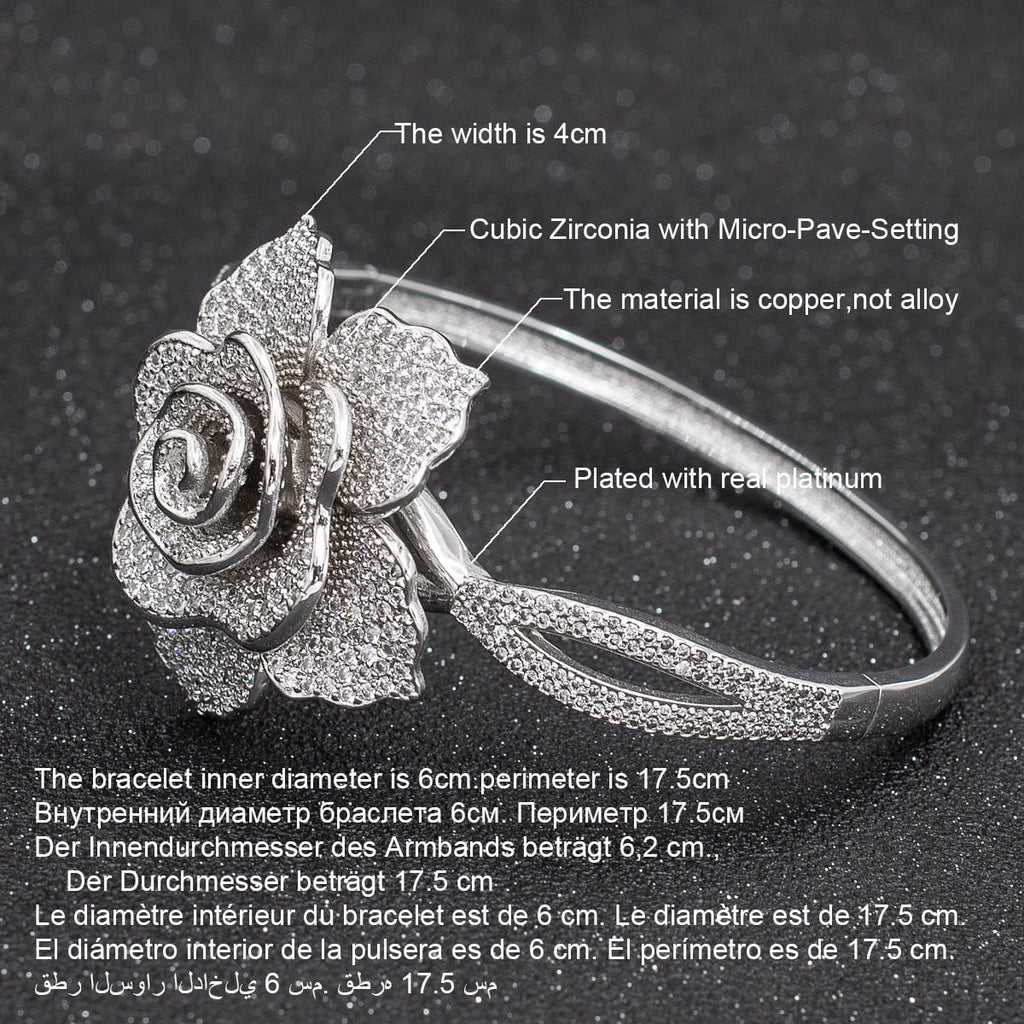 5A CZ Cubic Zircon Flower Bracelet Bangle F012A10084 - sepbridals