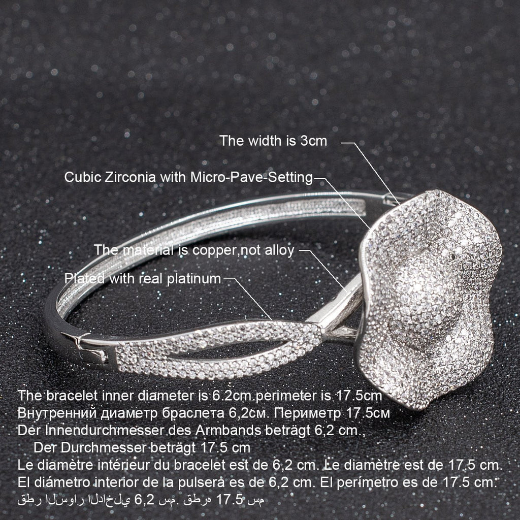 5A CZ Cubic Zircon Flower Bracelet Bangle A10092 - sepbridals