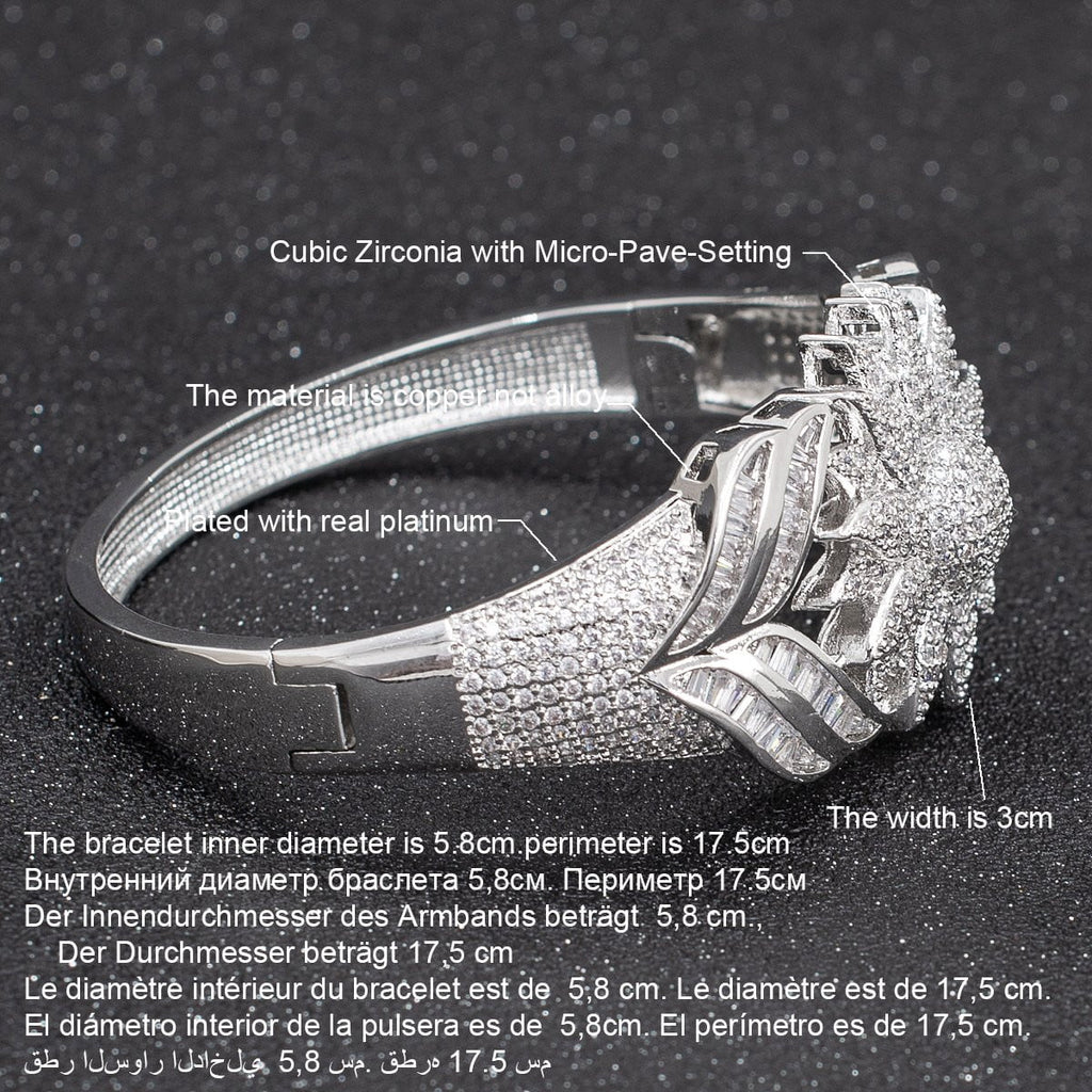 5A CZ Cubic Zircon Sunflower Bracelet Bangle A10120 - sepbridals