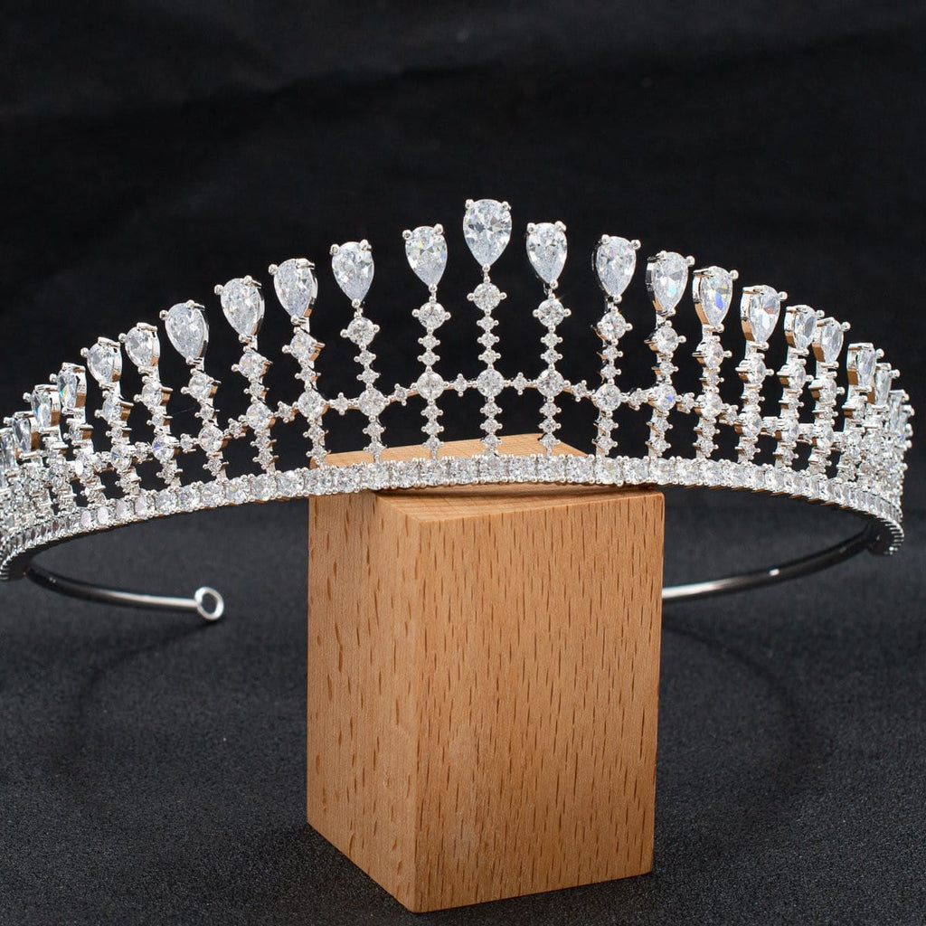 Cubic zircon wedding  bridal royal tiara diadem crown  CH10330 - sepbridals