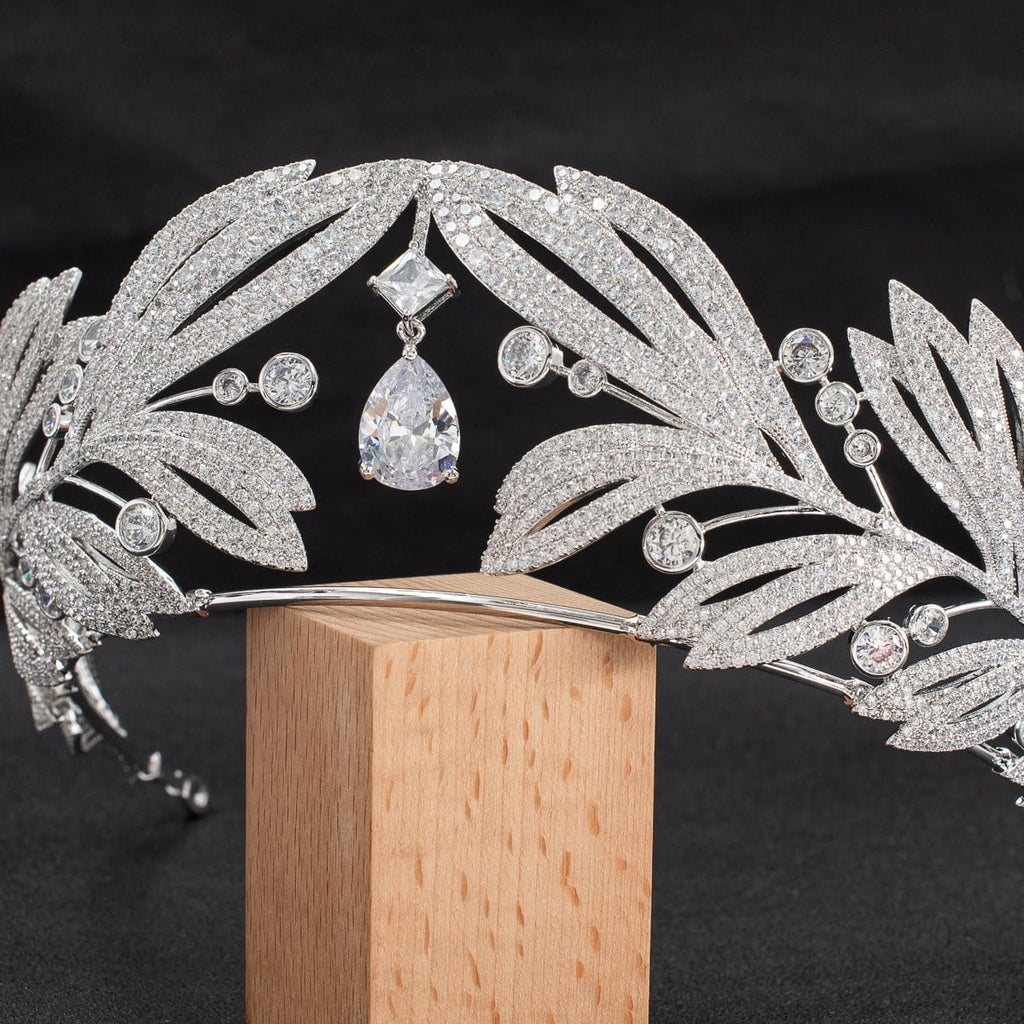 Cubic zircon wedding  bridal royal tiara diadem crown  CH10333 - sepbridals