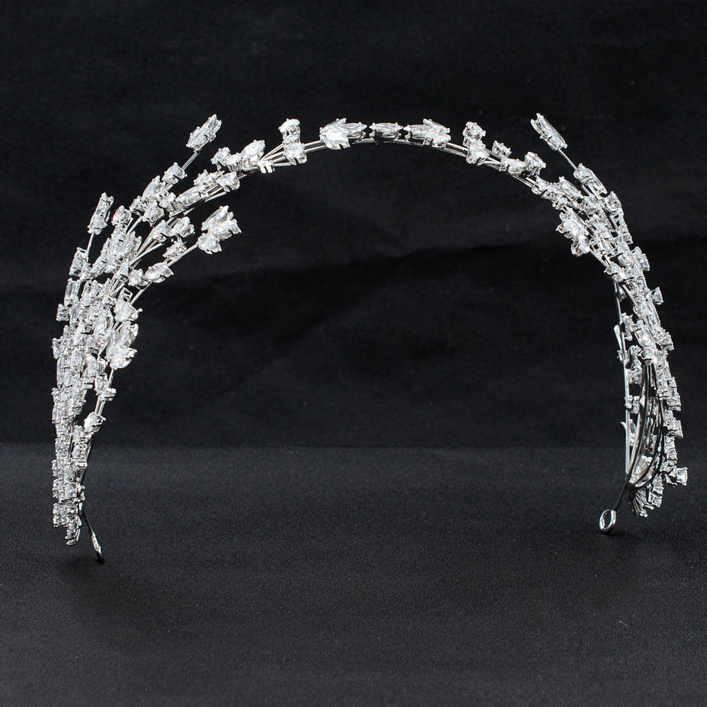 3/4 Round Cubic Zirconia Bridal Wedding Big Headband Hair Band Tiara for Women CHA10054 - sepbridals