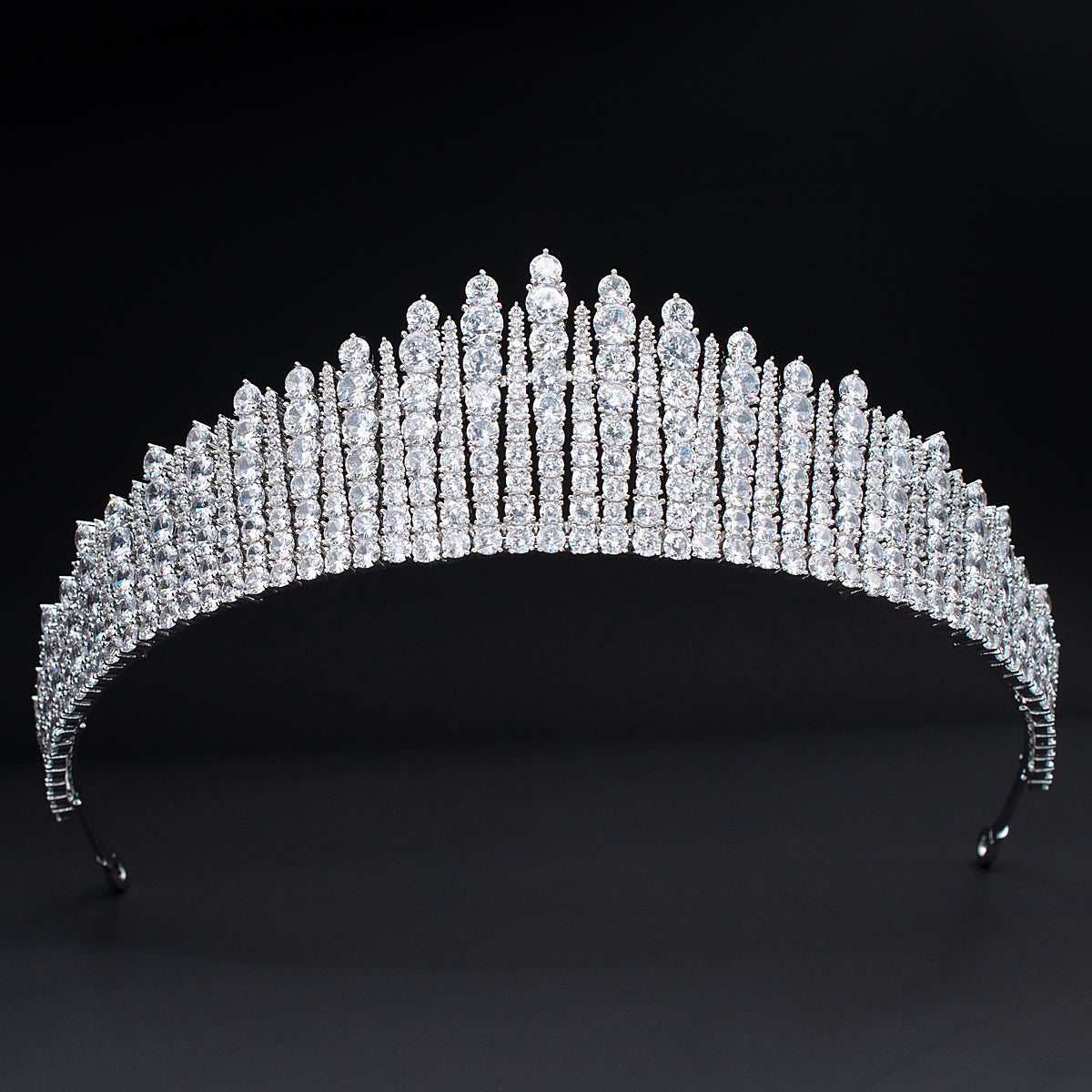 Copper Cubic Zirconia Wedding Tiara Crown Hair Accessory S16438 Empress Statement Cubic Zirconia Crystal Bridal Tiara main image 2