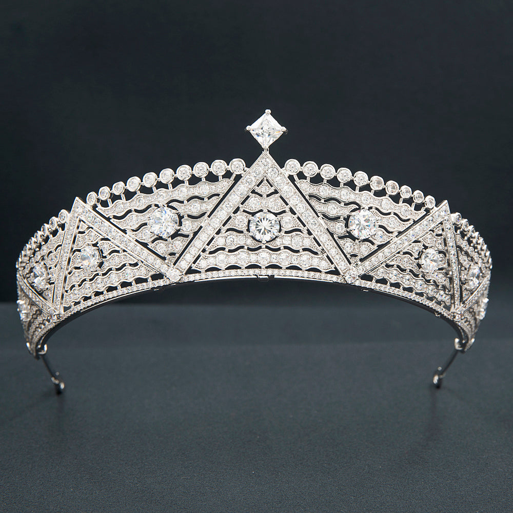Königliche Tiara aus Zirkonia für Hochzeit, Kristall-Prinzessin-Kronen –  sepbridals