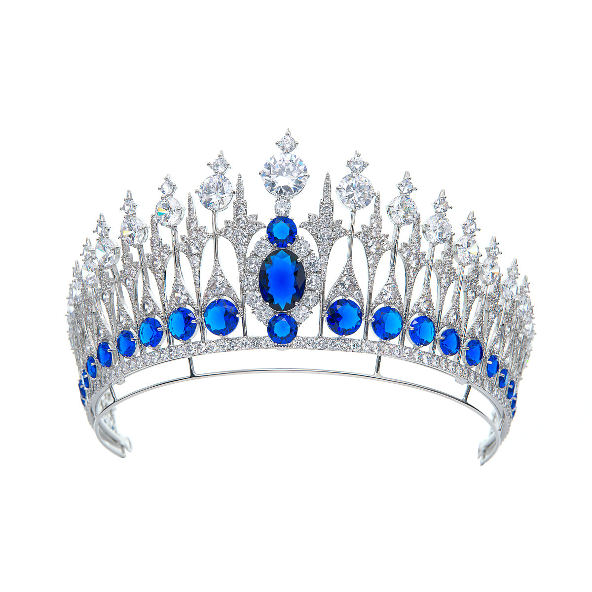 Zirconia Dutch Sapphire Replica Tiara for Wedding,Blue Crystal