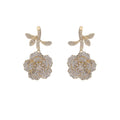 Kubische Zirkon CZ Blumen Ohrringe für Hochzeit, Kristalle Ohrring für Braut, Frauen Mädchen Geburtstag Party Schmuck CE11360 - Gold