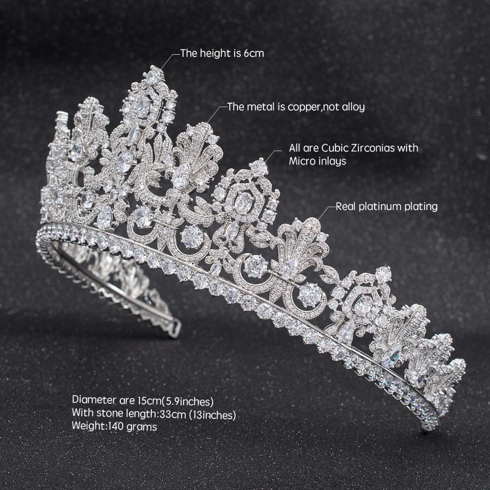 6.5CM Zirconia Luxembourg Replica Tiara for Wedding,Crystal Princess Tiaras  HG027