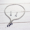 CZ Necklace & Earring Set for Wedding - Bridal Wedding Jewelry Set - CN10167 - Blue