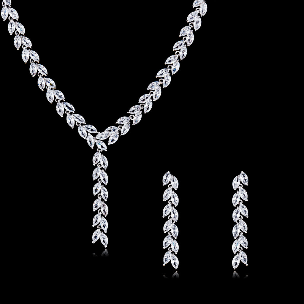 Cubic zirconia bride wedding necklace earring set top quality CN10102 - sepbridals