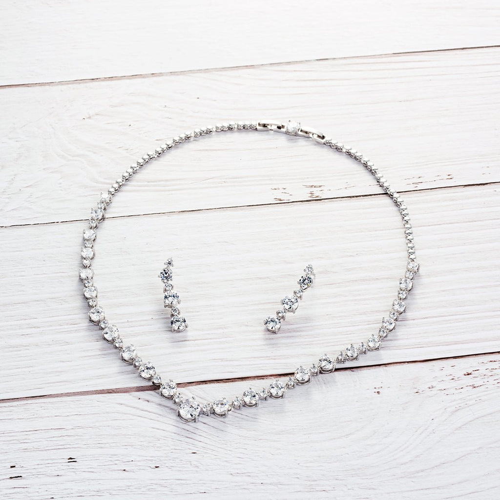 Cubic  zirconia bride wedding necklace earring sets CN10155 - sepbridals