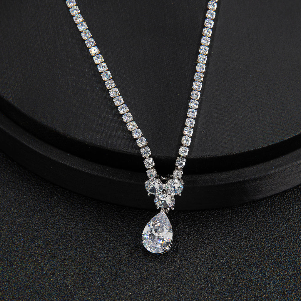 Cubic zirconia bride wedding necklace earring set top quality  CN10131 - sepbridals