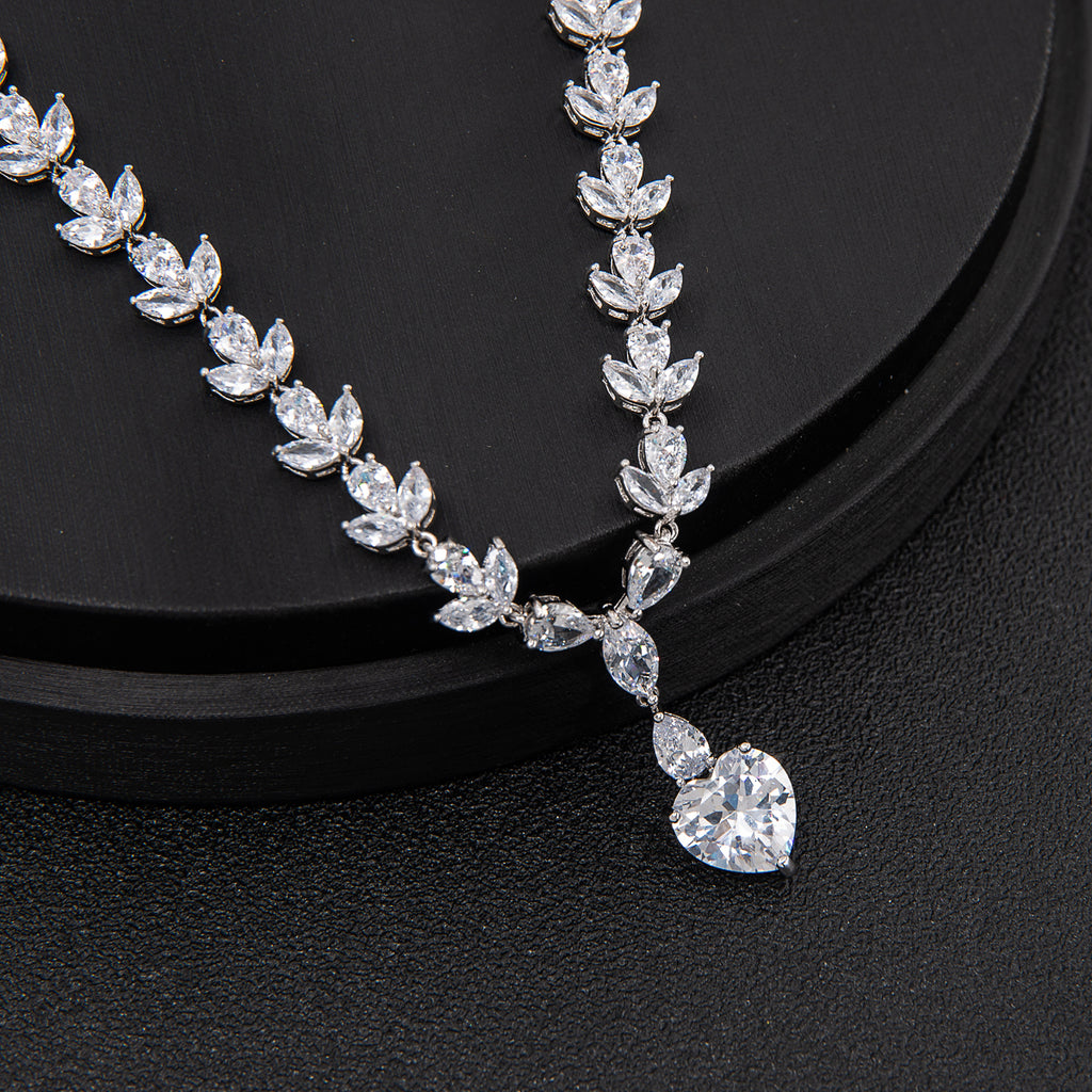 Cubic zirconia bride wedding necklace earring set top quality CN10201 - sepbridals