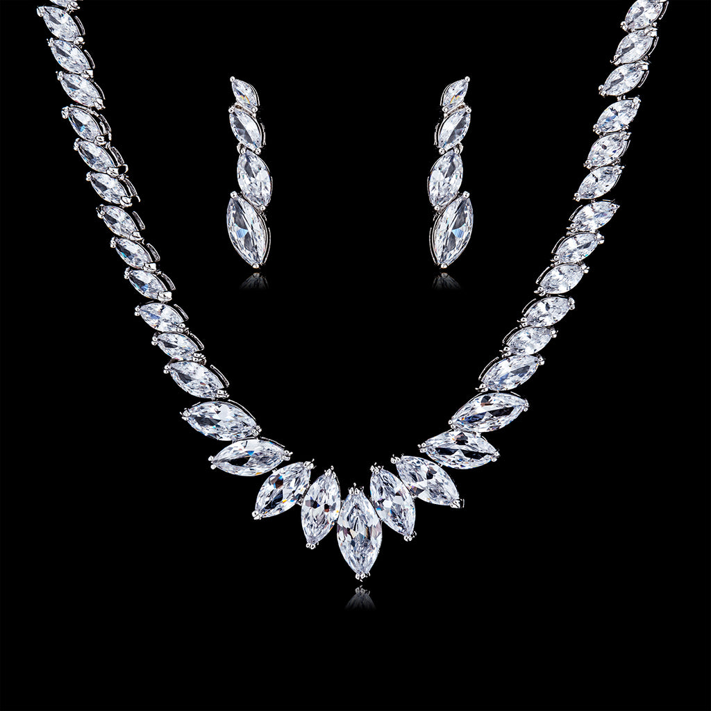 Cubic zirconia bride wedding necklace earring set top quality  CN10135 - sepbridals