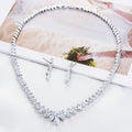 5 Conjunto de aretes de collar de boda de zirconia cúbica, conjuntos de cristales para novia CN10135