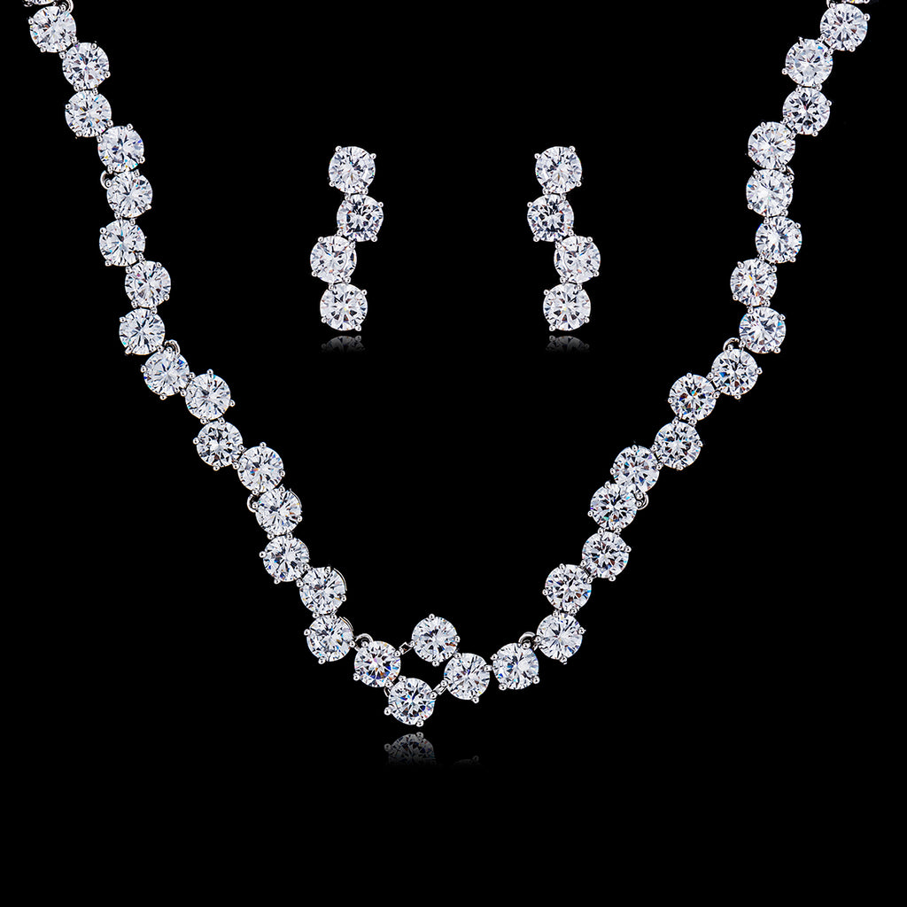 Cubic zirconia bride wedding necklace earring set top quality  CN10047 - sepbridals