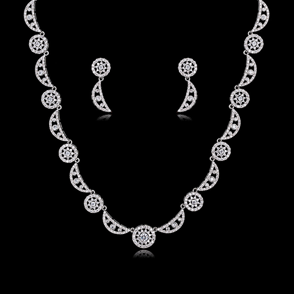 Cubic zirconia bride wedding necklace earring set top quality CN10147 - sepbridals