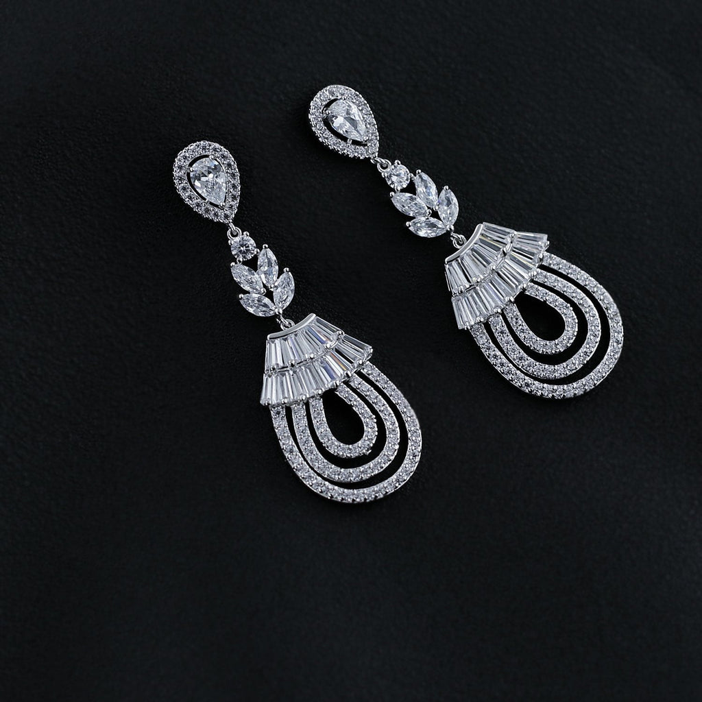 Cubic Zircon CZ Copper Wedding Dangle Wedding Earring  CE10496 - sepbridals
