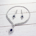 Conjunto de aretes de collar de boda de novia de circonita cúbica CN10202 - AZUL
